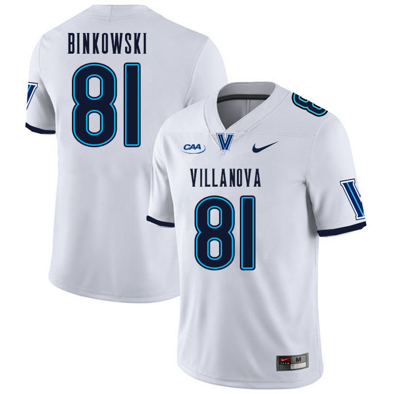 Men #81 Brandon Binkowski Villanova Wildcats College Football Jerseys Stitched Sale-White